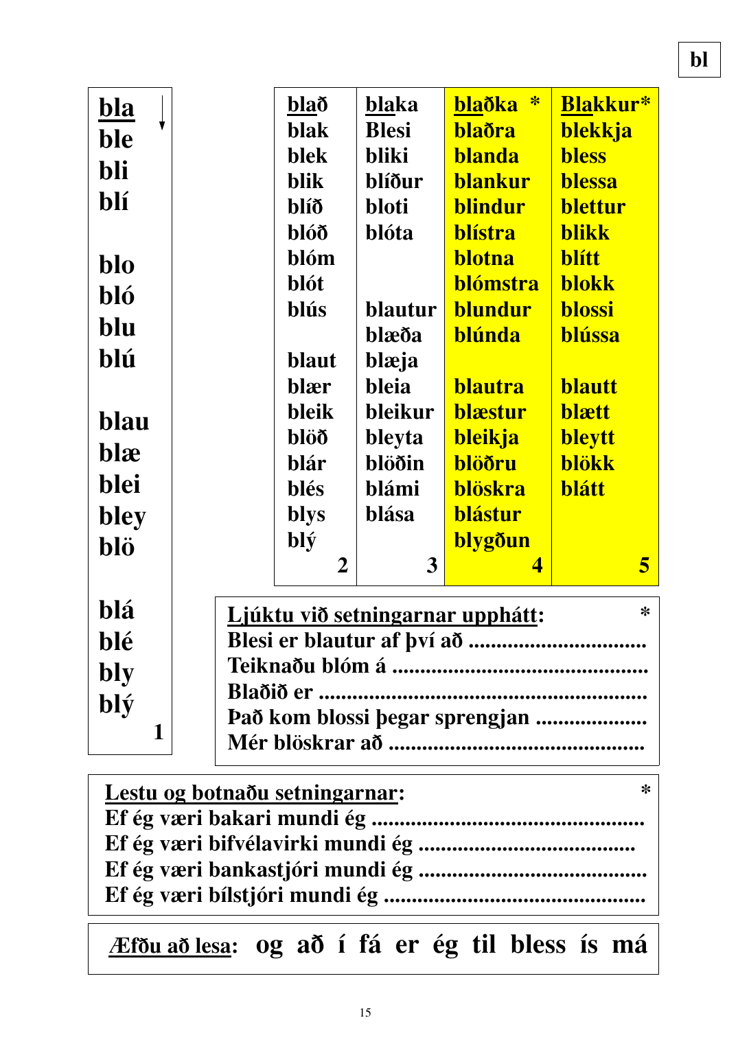 Blaðsíða úr kafla um b